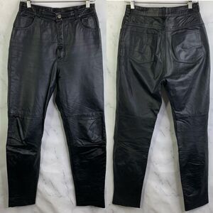 Vintage 70s Leather Pants by Phoenix Black Sz 28 11/12  2YK Retro Straight Goth